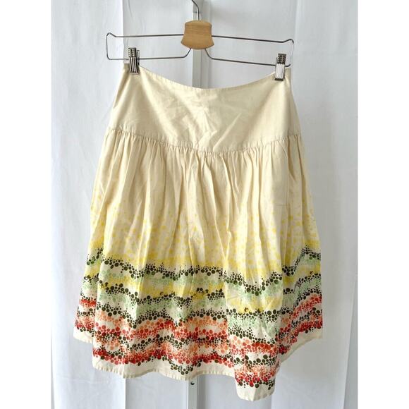 J. JILL Size 6 Printed Skirt Full A-Line Knee Length Cotton Cream Multicolor - Picture 2 of 4
